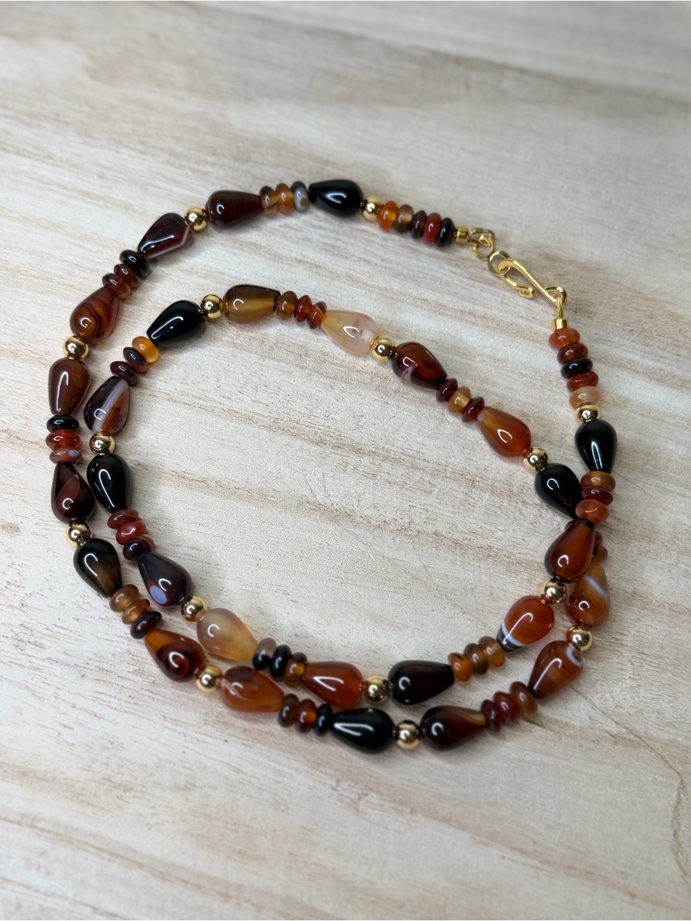 Artisan Autumn Ember - Carnelian Beaded Necklace - Womens Jewelry - Picture 3 of 3